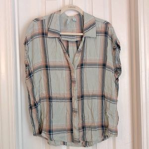 REBEL Sky Plaid Short Sleeve Button Down Top